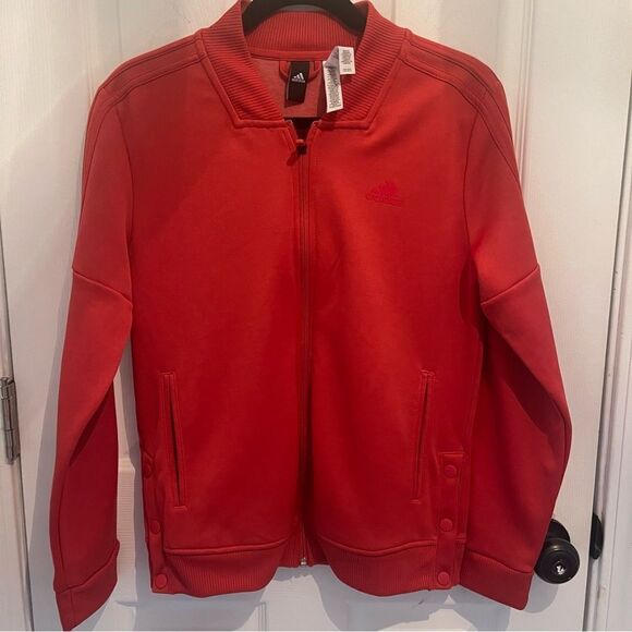 Vintage Adidas Tricot Orange Snap Zippered Track Jacket Size Medium J0145 - Picture 1 of 5